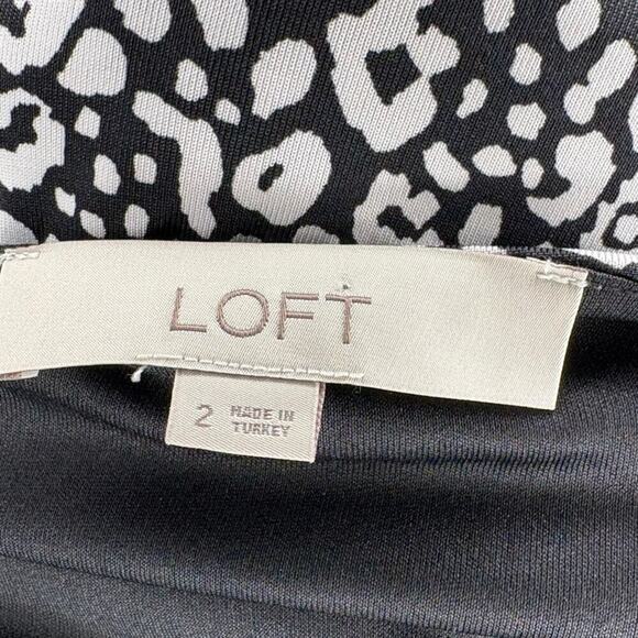 LOFT Leopard Print Black White Wrap Dress Sz 2 - Picture 5 of 6